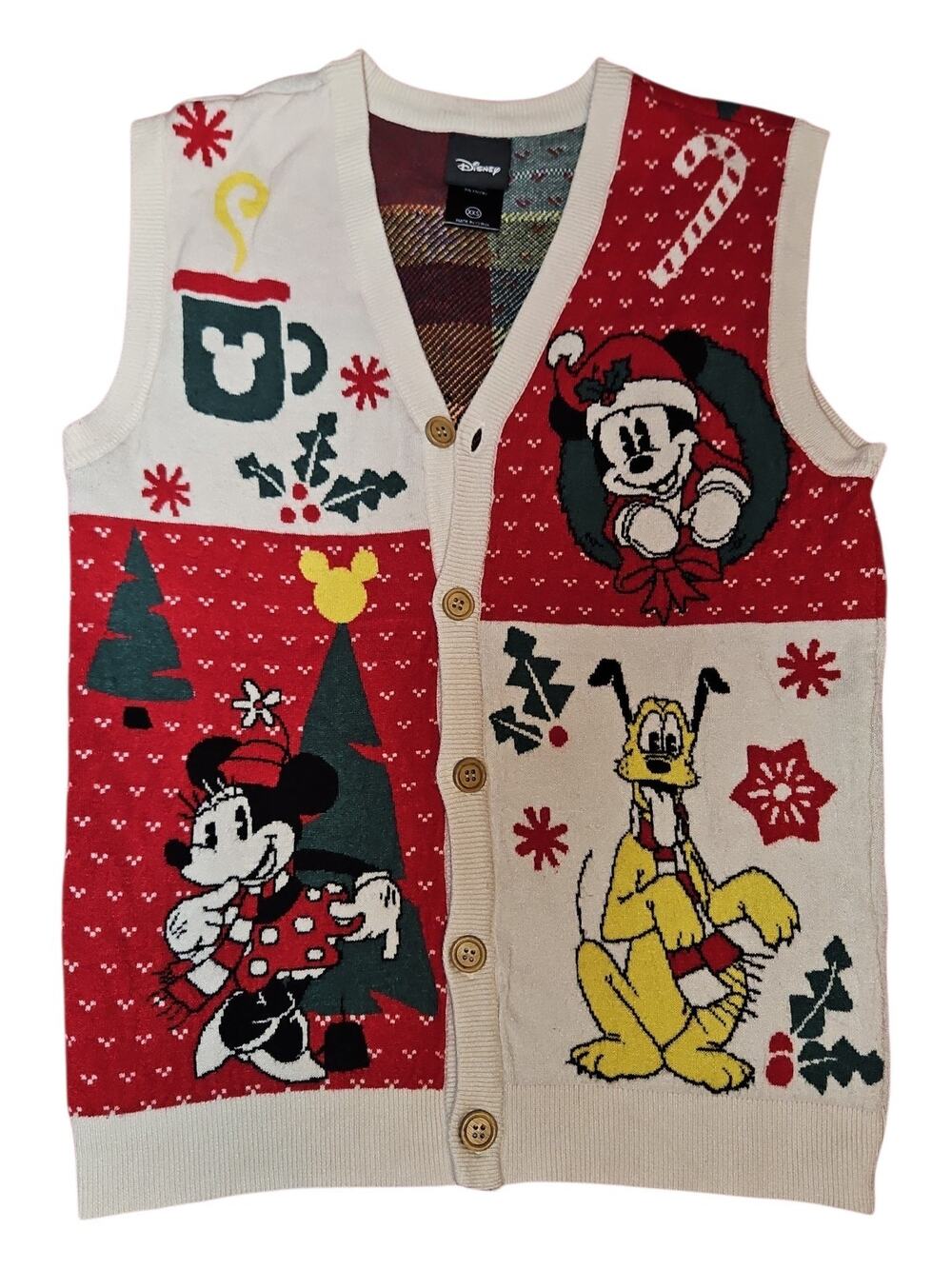 Box Lunch Disney Xmas Vest Mickey & Friends Goofy Sweater Womens Size XXS